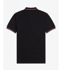 Polo Fred Perry M3600 Negro Rojo