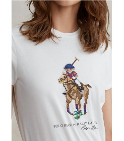 Camiseta Ralph Lauren Polo Bear Punto de Cruz BLANCO